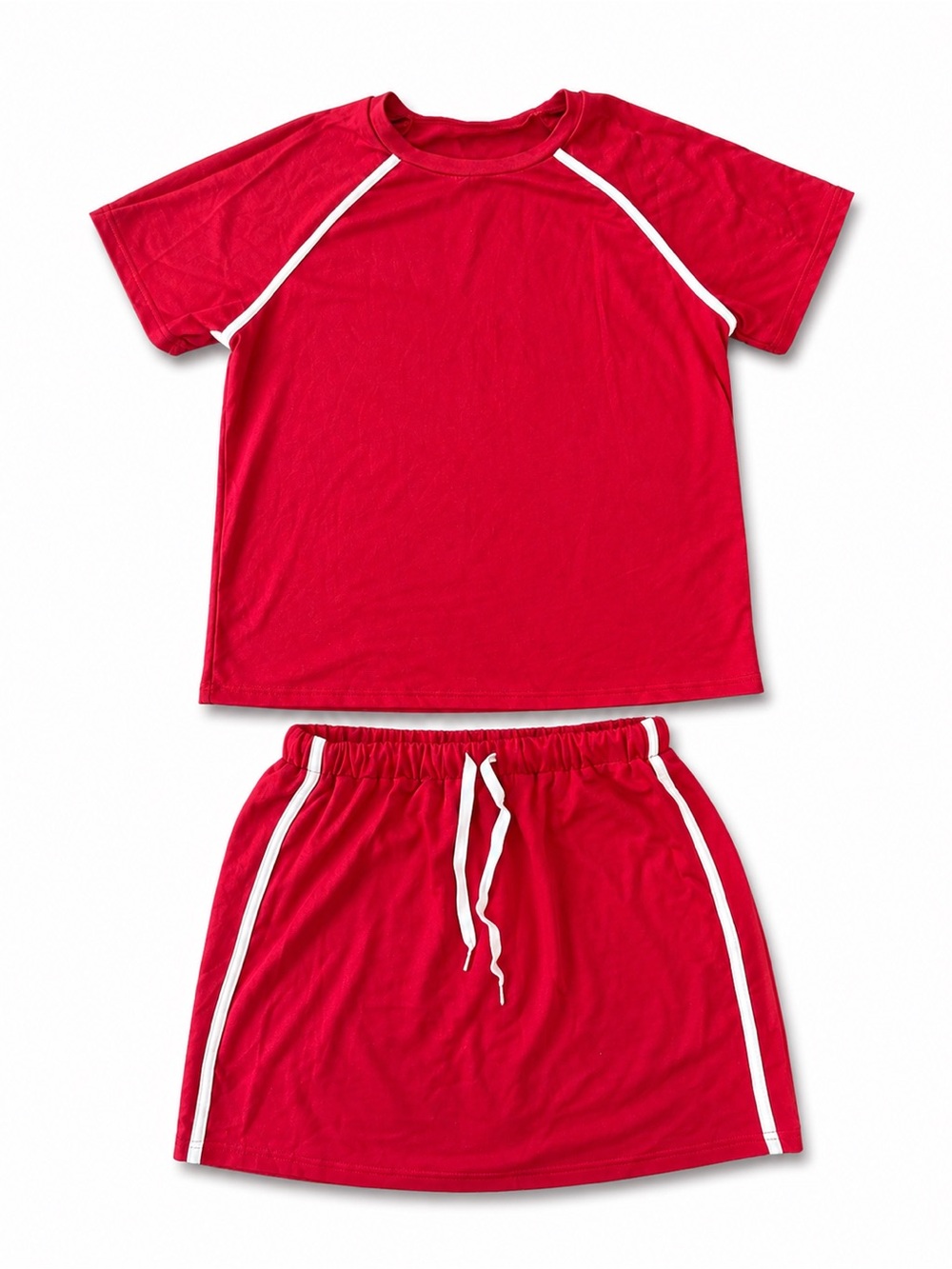 Women’s Red Two-Piece Active Set with White Trim